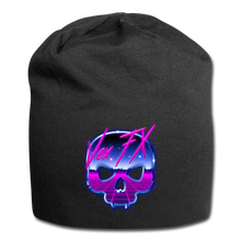 80s Synthwave Skull Beanie - black