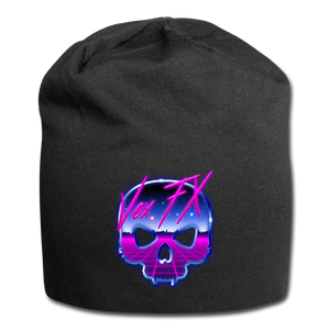 80s Synthwave Skull Beanie - black