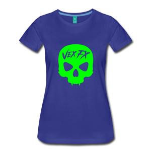 Neon Green Skull T - royal blue