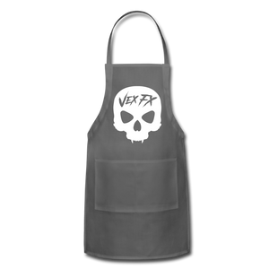 White Skull Apron - charcoal