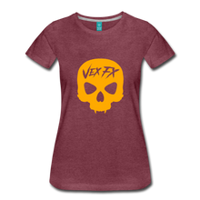 Neon Orange Skull T - heather burgundy