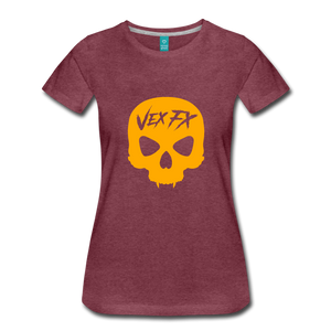 Neon Orange Skull T - heather burgundy