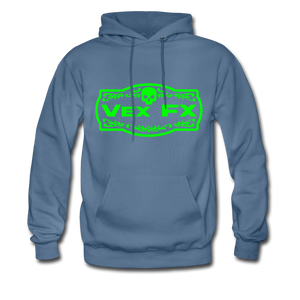 Neon Green Logo Hoodie - denim blue