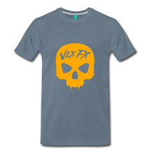 Neon Orange Skull - steel blue