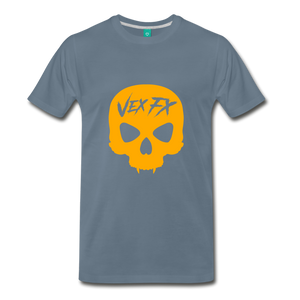 Neon Orange Skull - steel blue