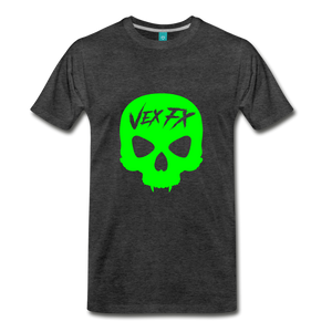 Neon Green Skull - charcoal gray