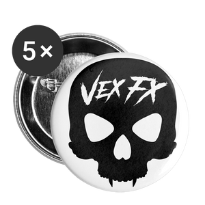 Black Skull Buttons 1" (5-pack) - white