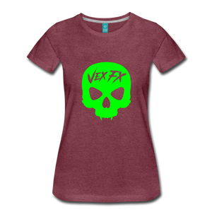 Neon Green Skull T - heather burgundy