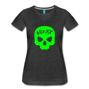 Neon Green Skull T - charcoal gray