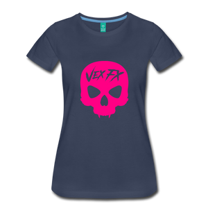 Neon Pink Skull T - navy