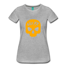 Neon Orange Skull T - heather gray