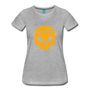 Neon Orange Skull T - heather gray