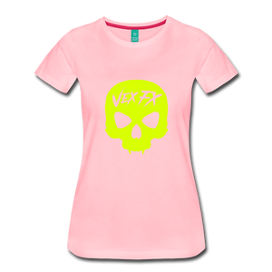 Neon Yellow Skull T - pink