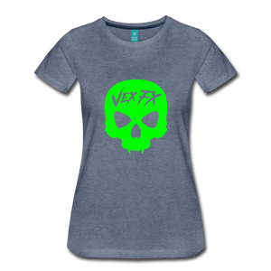 Neon Green Skull T - heather blue