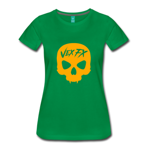 Neon Orange Skull T - kelly green