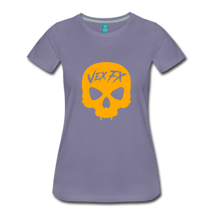 Neon Orange Skull T - washed violet