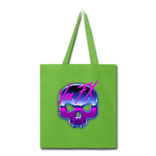 80s Synthwave Skull Tote - lime green