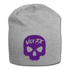 Purple Skull Jersey Beanie - heather gray