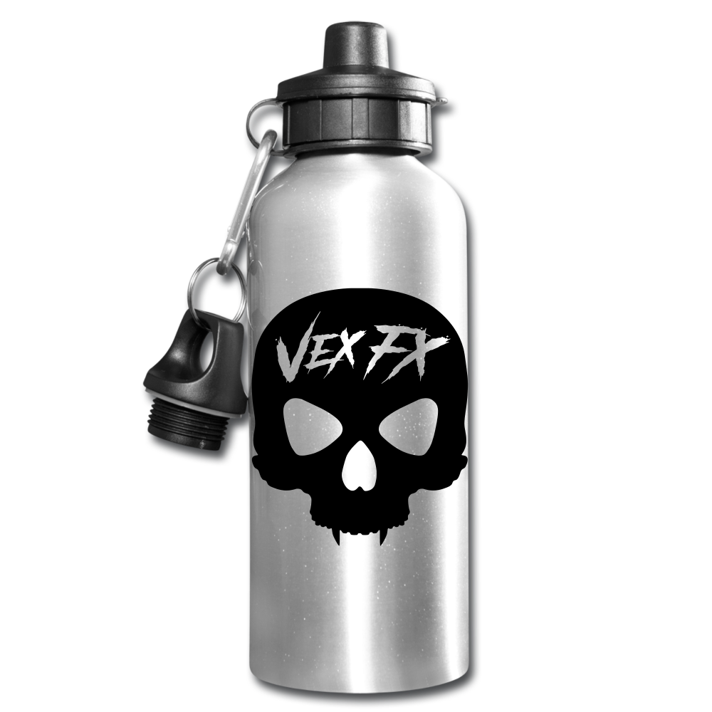 Black Skull Water Bottle - silver