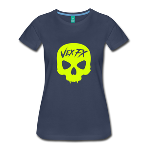 Neon Yellow Skull T - navy