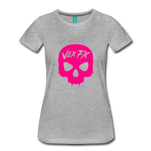 Neon Pink Skull T - heather gray