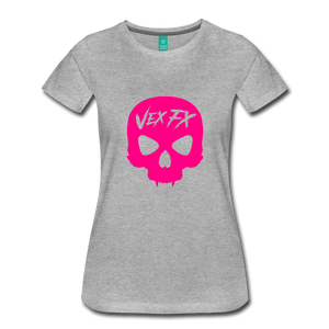 Neon Pink Skull T - heather gray