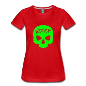 Neon Green Skull T - red