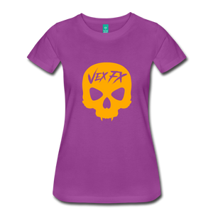 Neon Orange Skull T - light purple