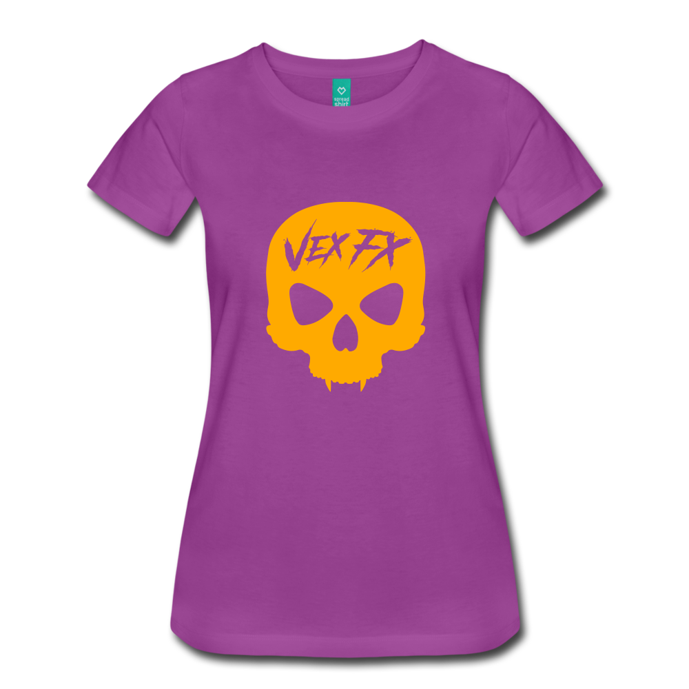 Neon Orange Skull T - light purple