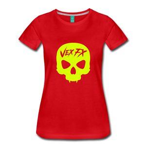 Neon Yellow Skull T - red