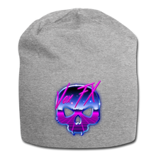 80s Synthwave Skull Beanie - heather gray