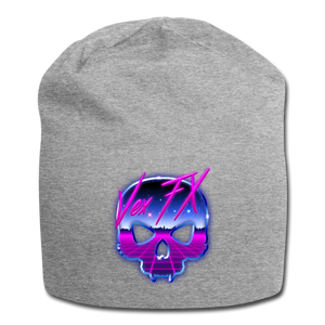 80s Synthwave Skull Beanie - heather gray