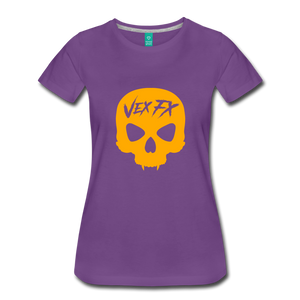 Neon Orange Skull T - purple