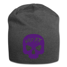 Purple Skull Jersey Beanie - charcoal gray