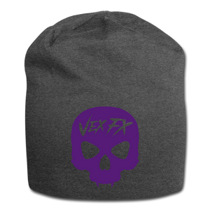 Purple Skull Jersey Beanie - charcoal gray