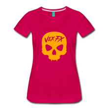 Neon Orange Skull T - dark pink