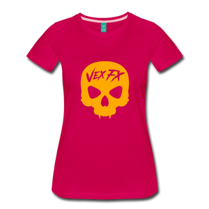 Neon Orange Skull T - dark pink