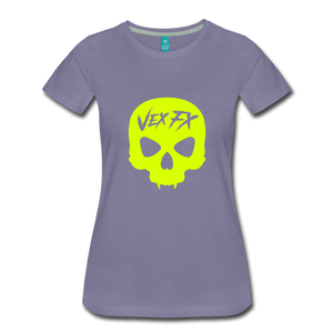 Neon Yellow Skull T - washed violet