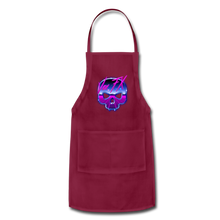 80s Synthwave Skull Apron - burgundy