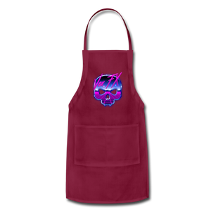 80s Synthwave Skull Apron - burgundy