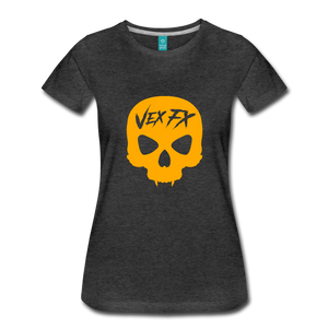 Neon Orange Skull T - charcoal gray