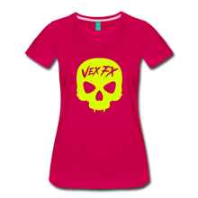 Neon Yellow Skull T - dark pink