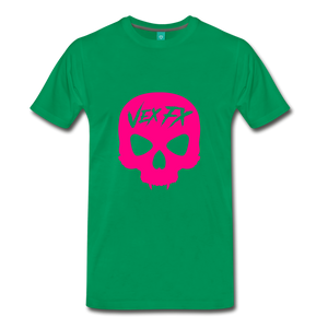 Neon Pink Skull - kelly green