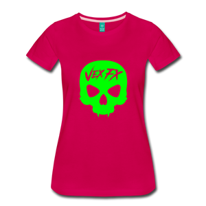 Neon Green Skull T - dark pink