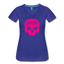 Neon Pink Skull T - royal blue