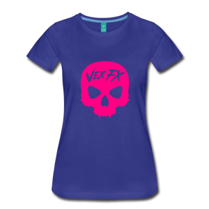 Neon Pink Skull T - royal blue