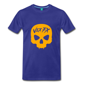 Neon Orange Skull - royal blue