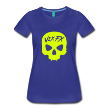 Neon Yellow Skull T - royal blue