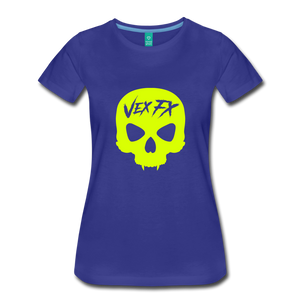 Neon Yellow Skull T - royal blue