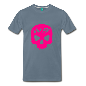 Neon Pink Skull - steel blue